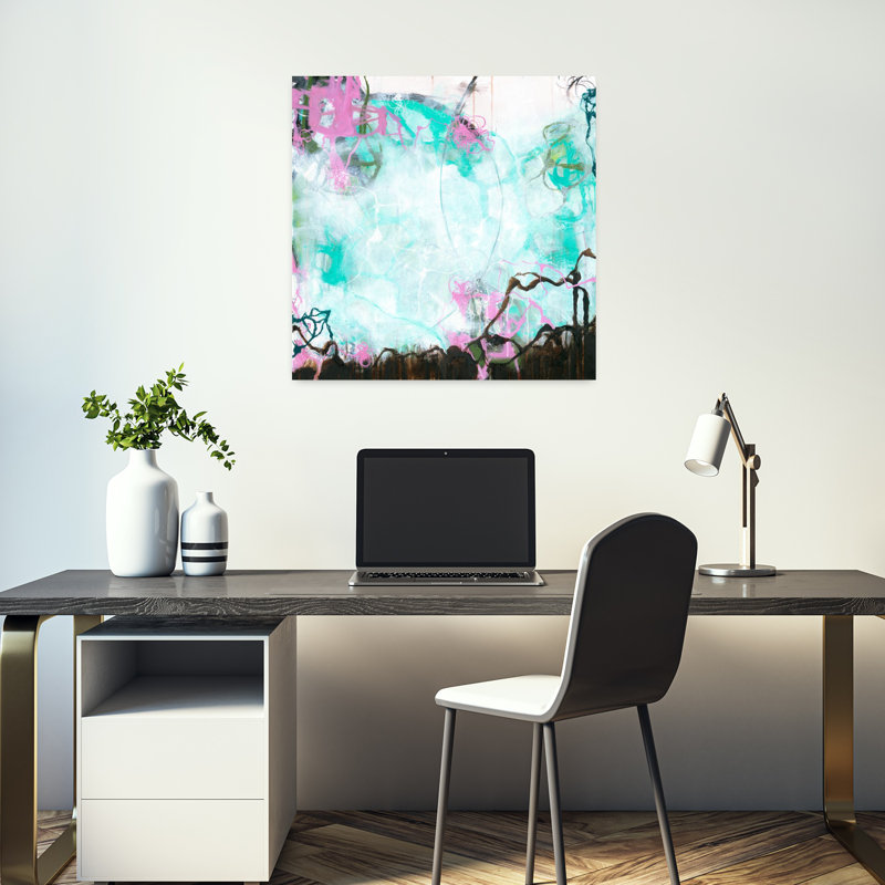 Crossroads, art abstrait contemporain, H 18 po x l 18 po