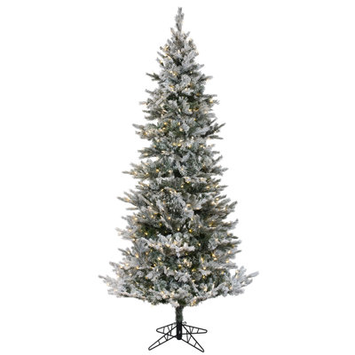 Kiana Flocked Pine Artificial Christmas Tree with LED Lights with Stand