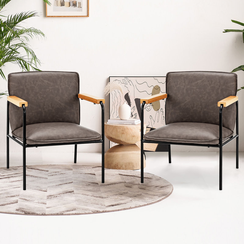 Fauteuil capitonné l 25 po, Similicuir gris