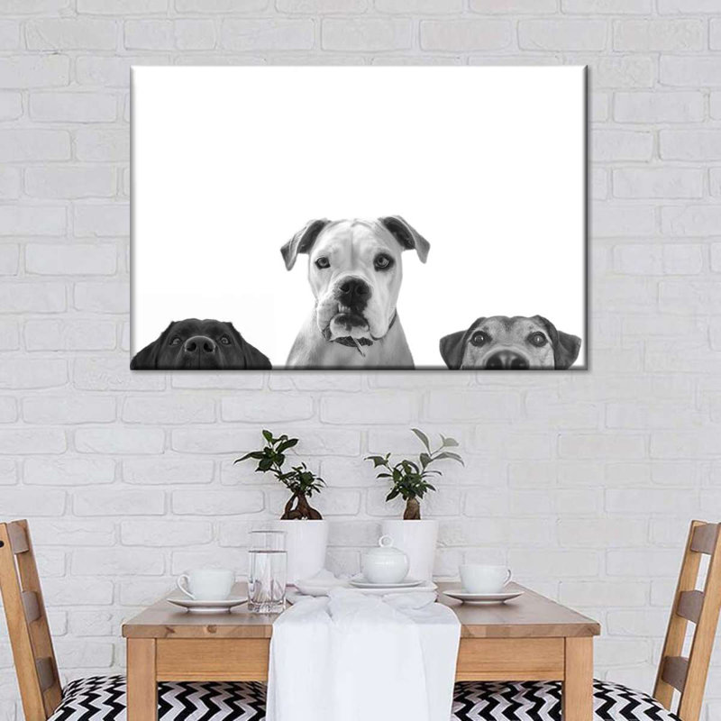 «Dog Curious Dogs», reproduction sur toile, H 24 po x l 36 po x P 1,25 po