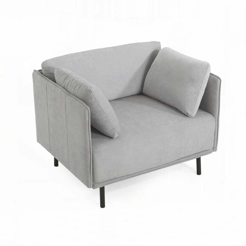 Fauteuil d'appoint avec coussin lombaire, Gris, Noir