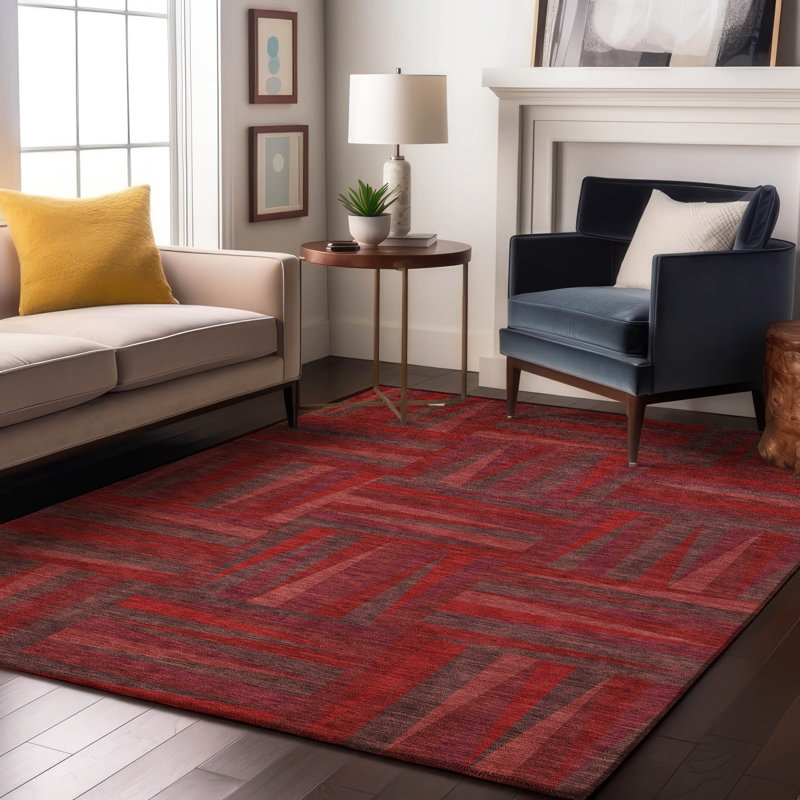 Premium Machine Washable Collett AMF1012 Squares Rug, Rectangle 8' x 10'