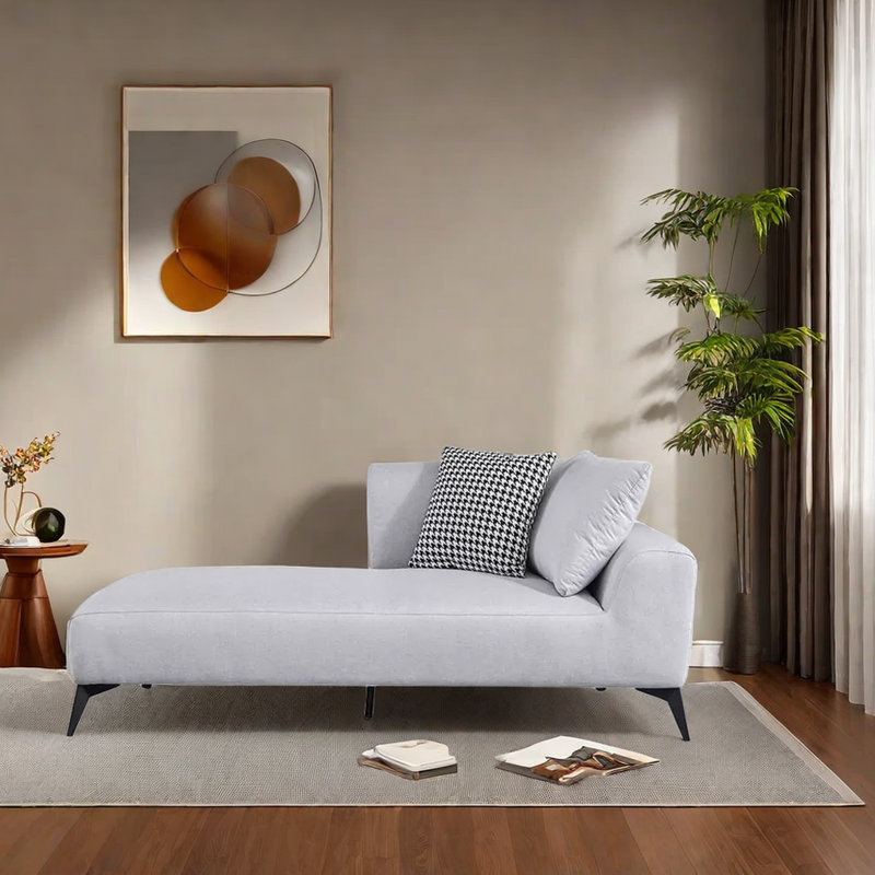 Paresseux simple européen, Chaise longue à accoudoir droit, Mélange de polyester gris