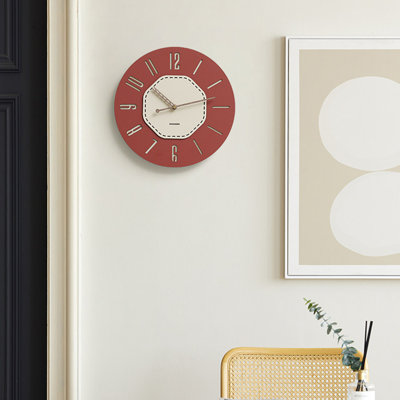 Red Round Hollow Numeral Wall Clocks