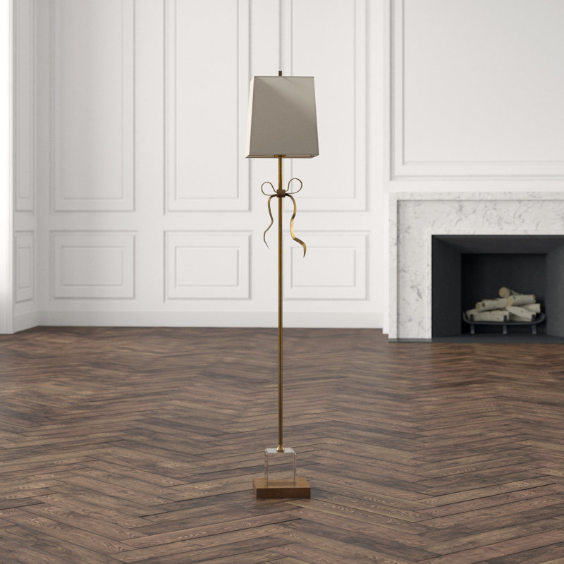 Ellery Floor Lamp, Cream, Polished Nickel