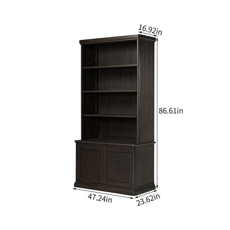 Bibliothèque simple en bois vieilli rétro, Noir, noir, noir, noir