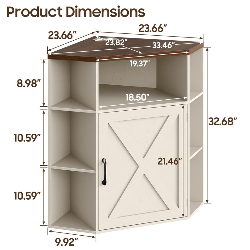 Corner Storage Shelf With USB Ports And Outlets Industrial Organizer, White/Brown