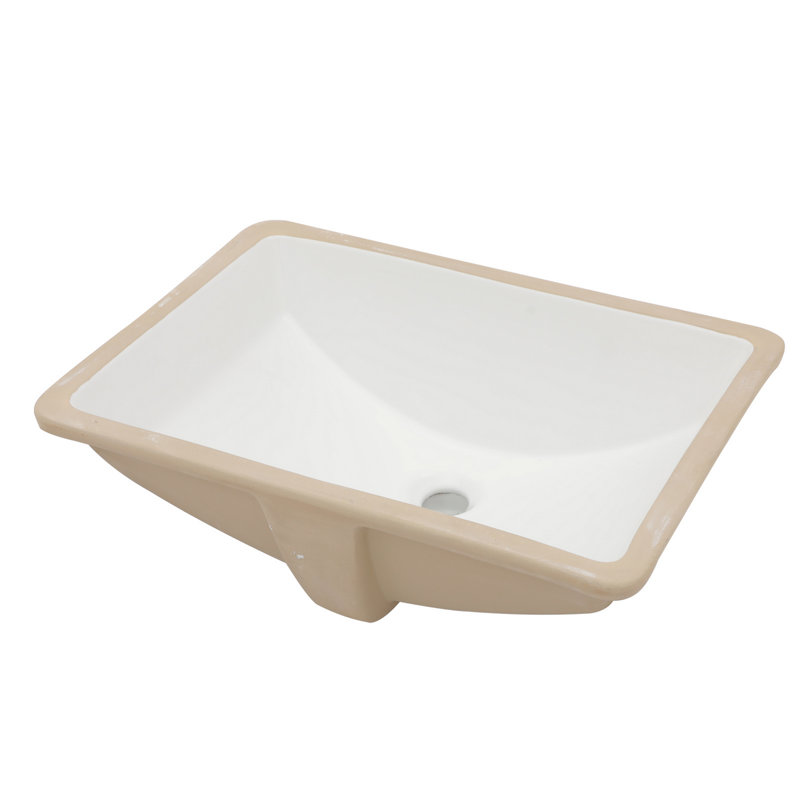Lavabo de salle de bain rectangulaire encastré en céramique avec trop-plein