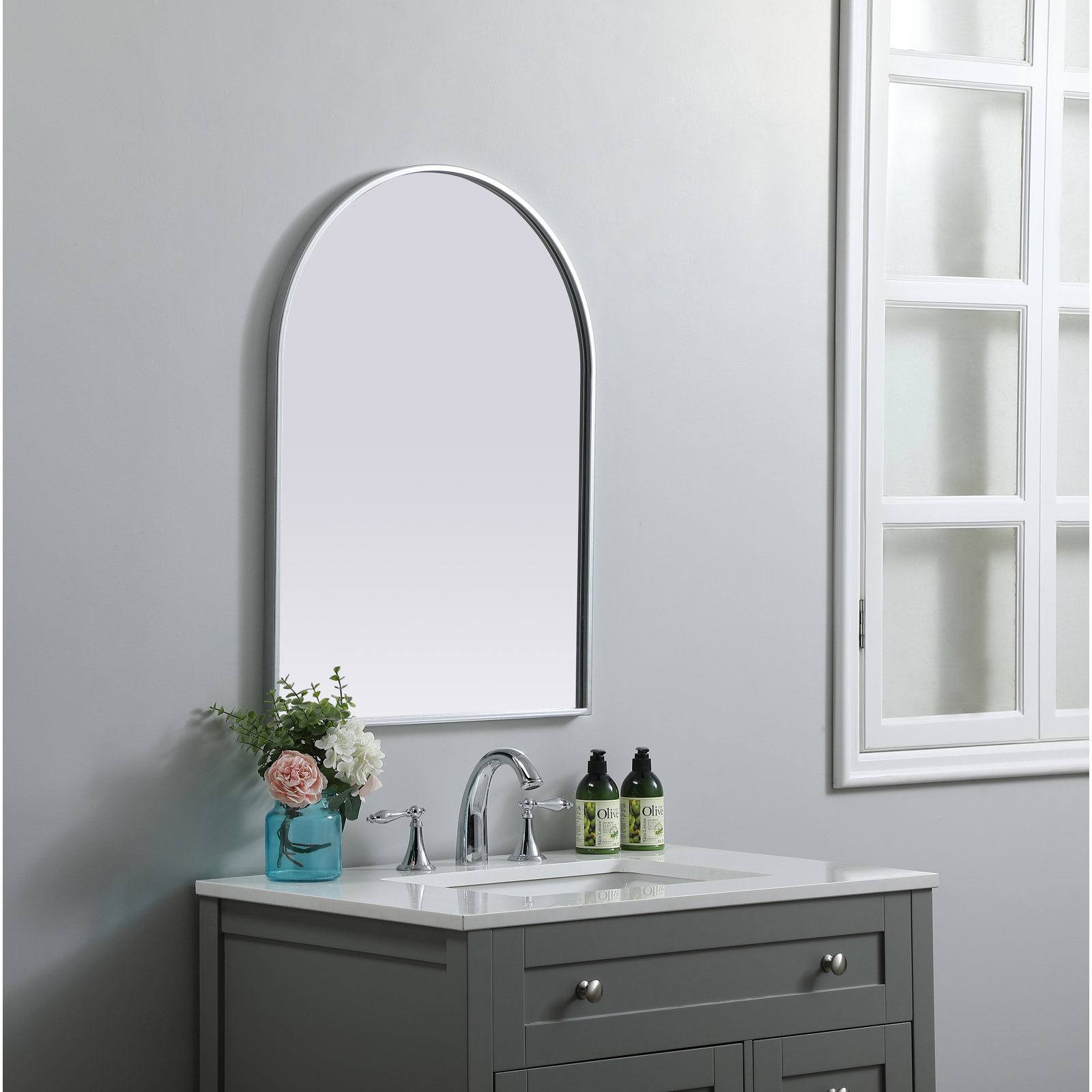 Sabine Accent Mirror, 30" x 22", Silver