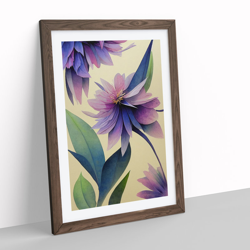 Beautiful Watercolour Flowers No.2 - Wall Art, 48cm H x 36cm W, Walnut Framed, White