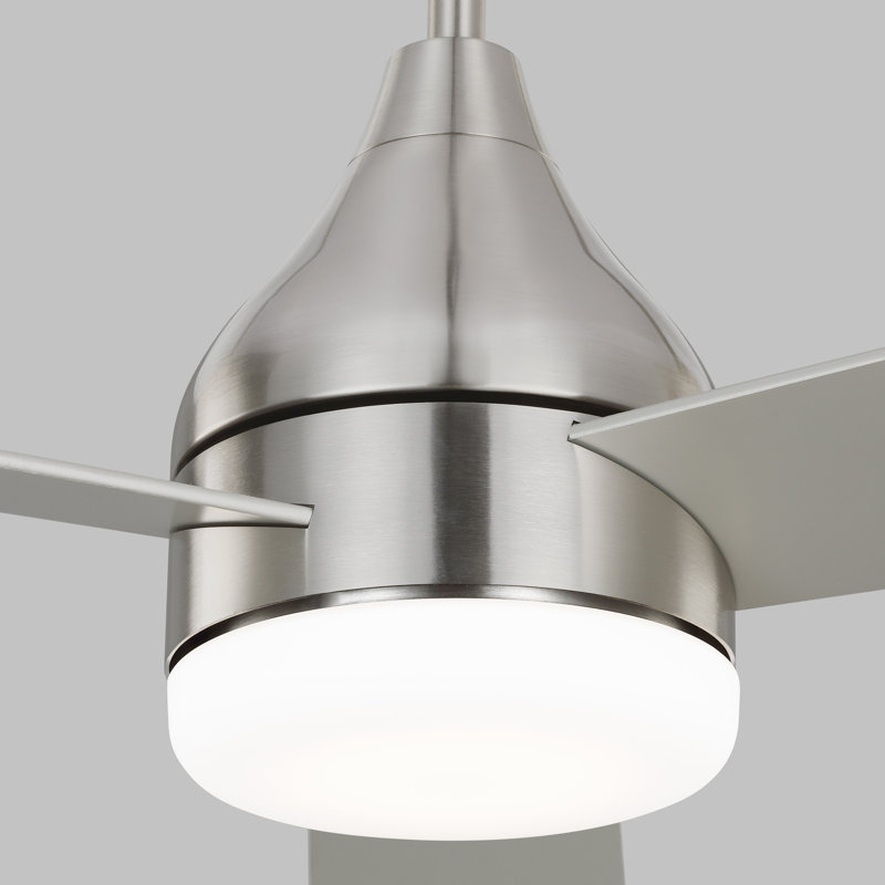 Smart LED Ceiling Fan, 60 inches, Brushed Steel with Silver/Walnut Reversible Blades