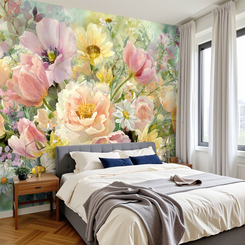 Papier peint auto-adhésif Farmhouse Nature Floral, L 144 po x l 100 po