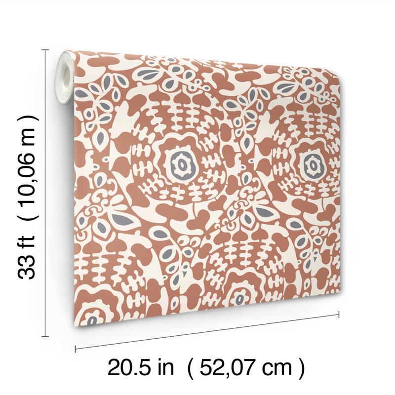 Ayalisse Floral Wallpaper Double Roll, Red