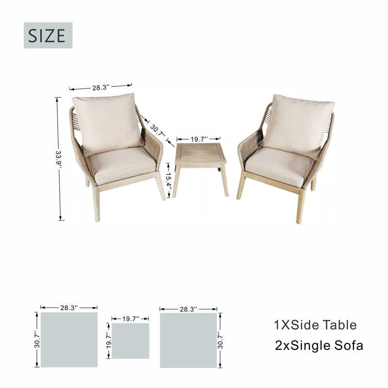 Acacia 3 - Piece Patio Conversation Sets With Cushions