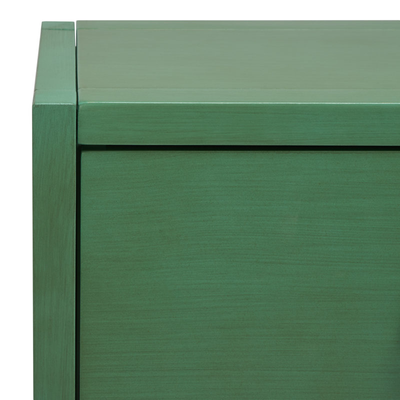Sadie Turquoise Iron and Wood Console Table with Storage