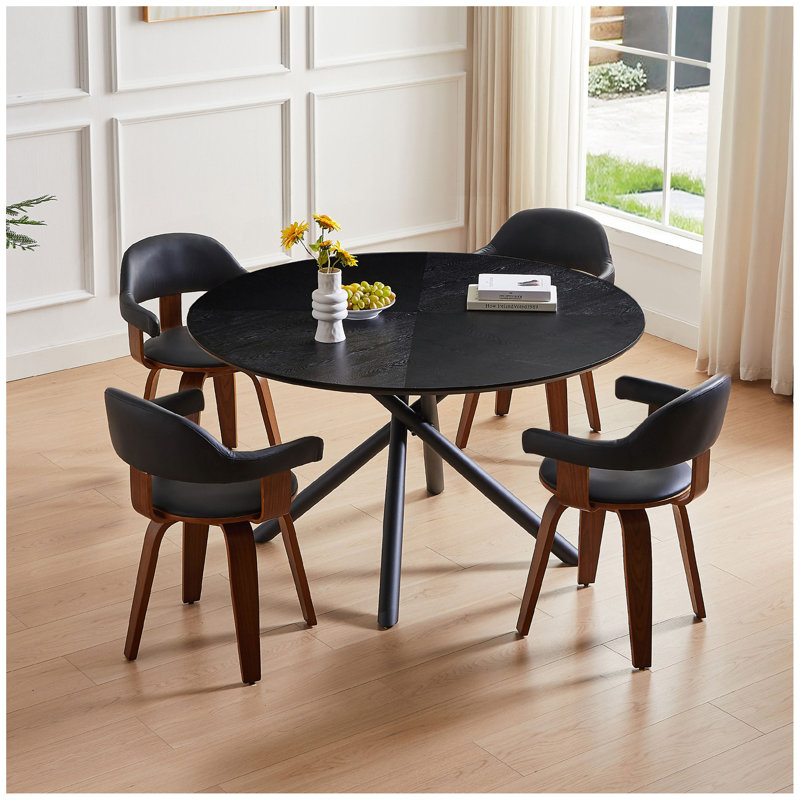 Table de bout courte en MDF de 47,25 po avec pieds en métal, base de métal, facile à assembler, noir, Noir