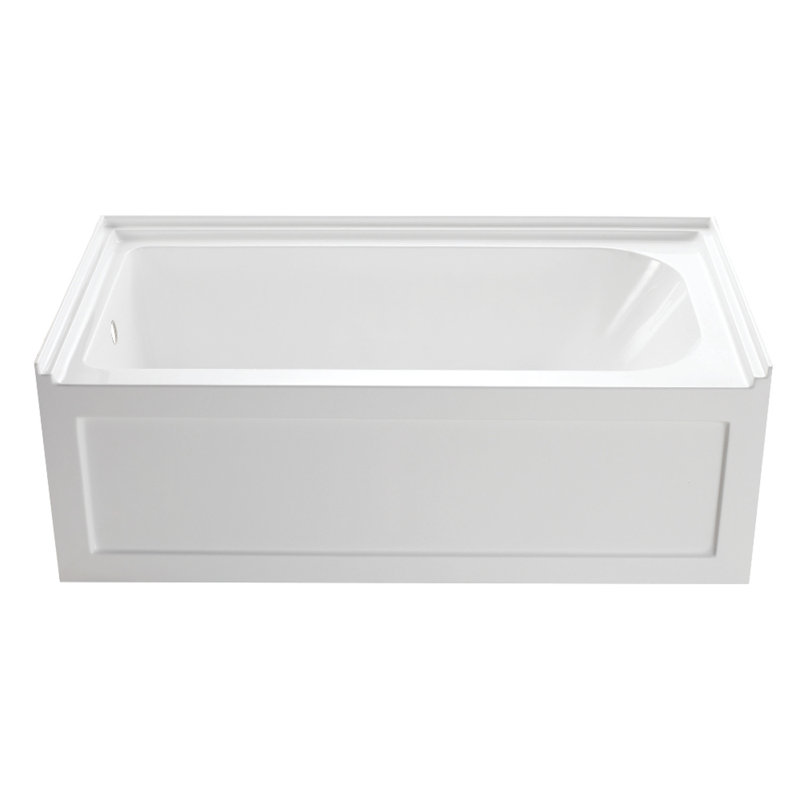 Kingston Brass Aqua Eden 60-Inch Acrylic Rectangular 3-Wall Alcove Tub with Anti-Skid Surface, Left
