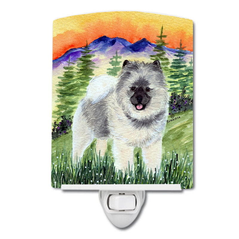Éclairage de nuit en céramique keeshond