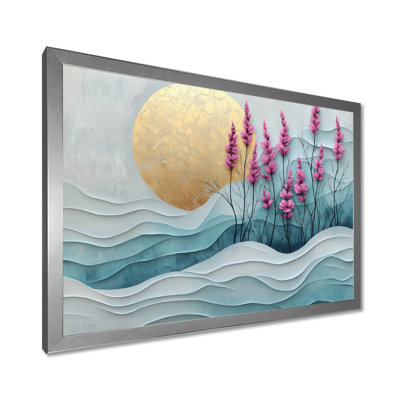 Fleurs sauvages et lavandes Pure Golden Horizons II - Fleurs murales sur toile
