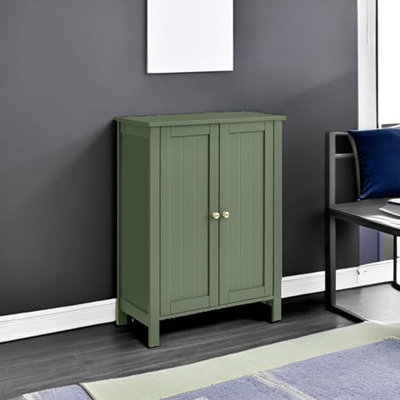 Freestanding Storage Cabinet With Adjustable Shelves, Forest Green