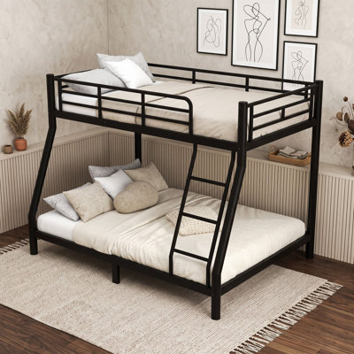 Metal Bunk Bed with Safety Guardrails