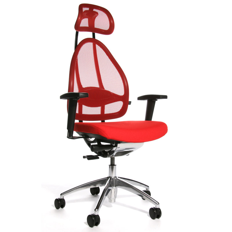 Office Chair with Headrest, Red