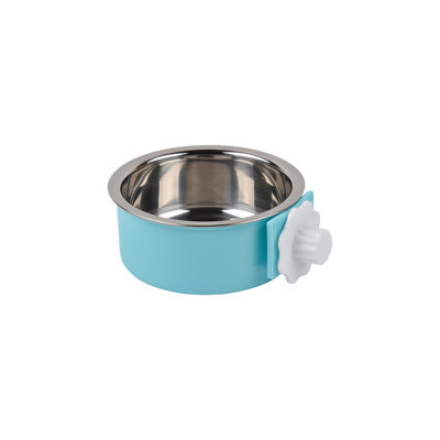 Bol pour animal en acier inoxydable suspendu pour cage de chien facile à utiliser à domicile, 7,48 x 6,42 x 2,05 po, bleu