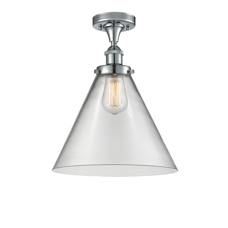 Plafonnier semi-encastré 1 lumière Ballston Urban Cone, H 13 po x l 12 po x P 12 po, Clair, Chrome poli