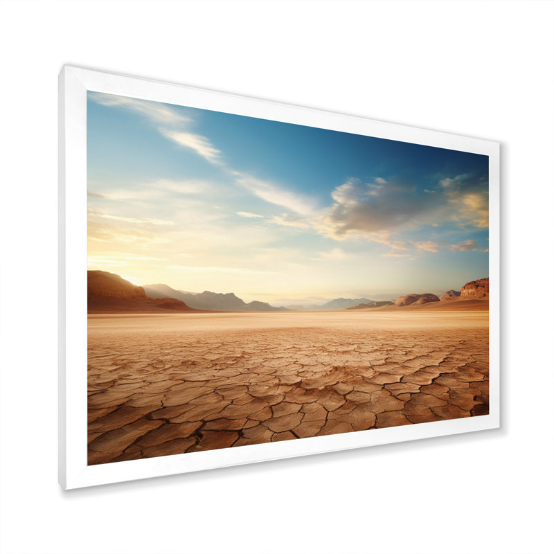Scénique paysage désertique infini horizon V, Cadre simple blanc, H 12 po x l 20 po x P 1 po