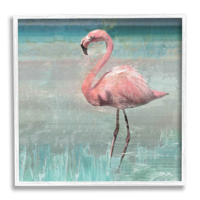 «Tropical Flamingo», collage debout sur toile par Nan