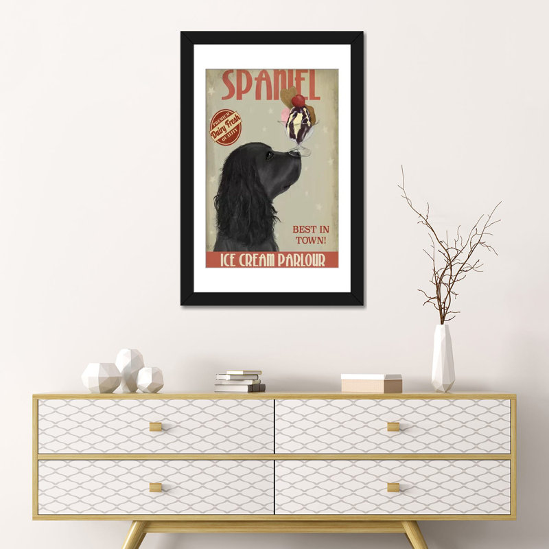 « robinets épagneul ice crème », reproduction d’impression sur toile tendue Fab Funky, H 32 po x l 24 po x P 1 po, Blanc
