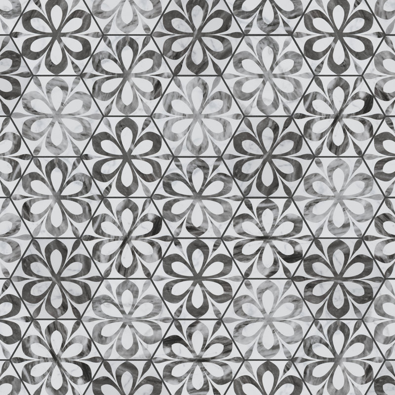 Classico Bardiglio Daisy 7" x 8" Porcelain Patterned Wall & Floor Tile