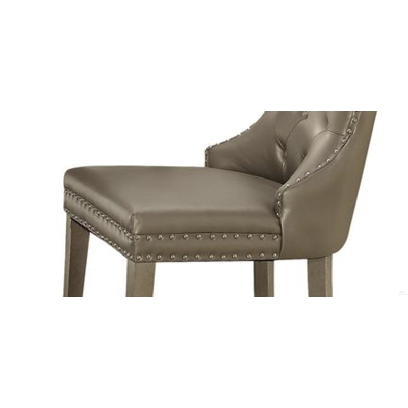 Ensemble de 2 chaises d'appoint en cuir synthétique champagne et finition champagne