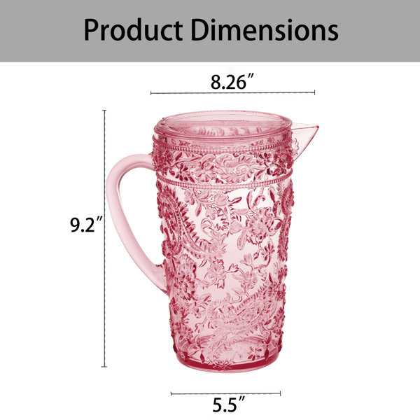 Acrylic Paisley Pitcher - Pink 2.5 qt