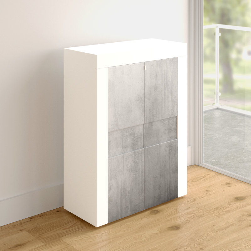 Emilee Display Cabinet, White/Cement