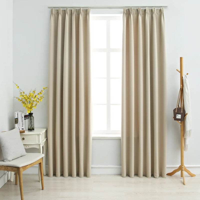 Chol Blackout Curtain Pair, Width 140 x Drop 245cm, Beige