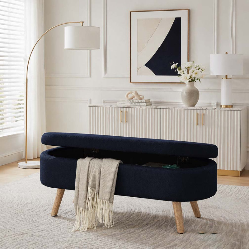 Banc de rangement avec repose-pieds ovale, Navy Blue