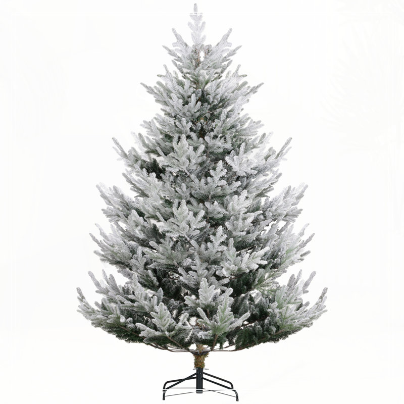 Arbre de Noël artificiel à charnière pin 7,5 pi avec 1218 branches réalistes, base en acier, H 7,4 po