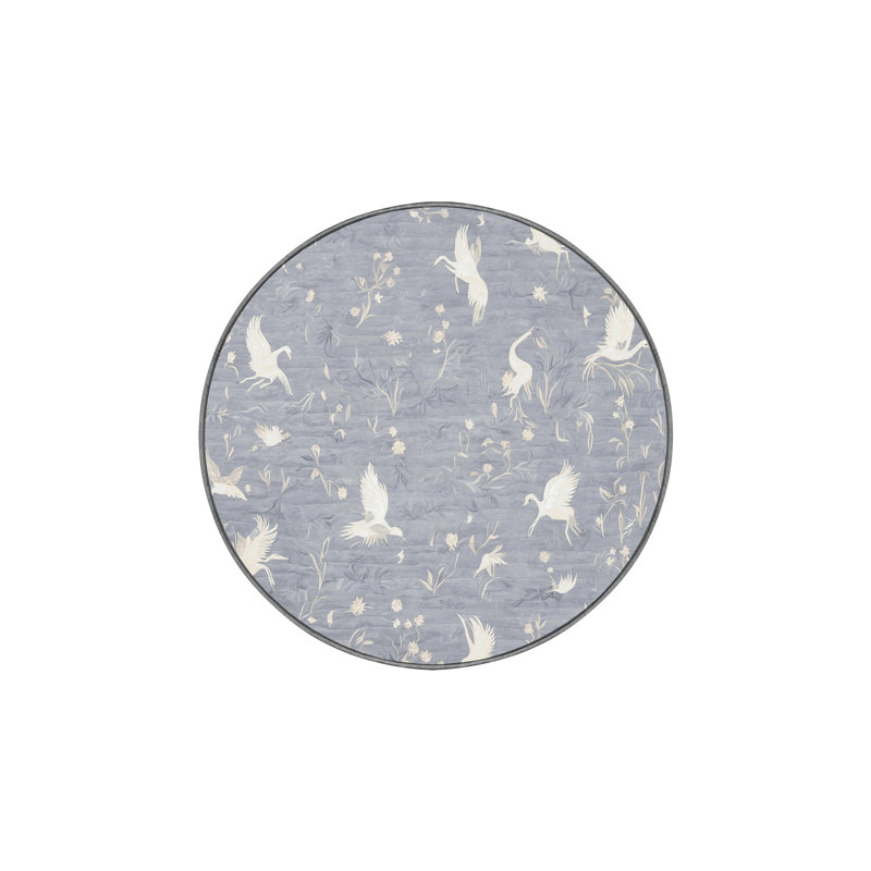 Tapis gris soyeux et moelleux, Rond 6 pi