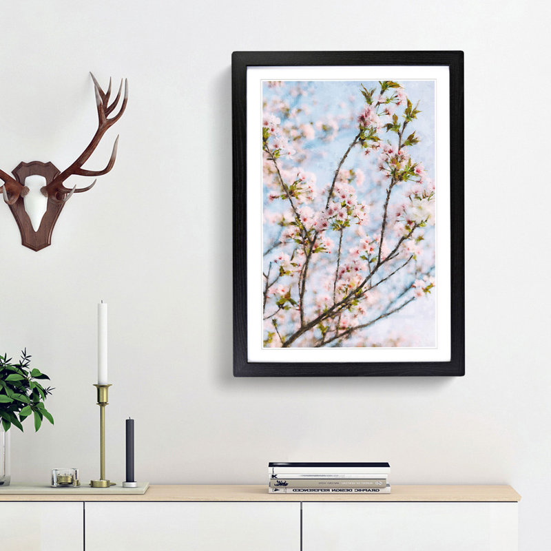 Cherry Blossom Tree - Picture Frame Graphic Art Print, 87cm H x 62cm W x 2cm D, Black Framed