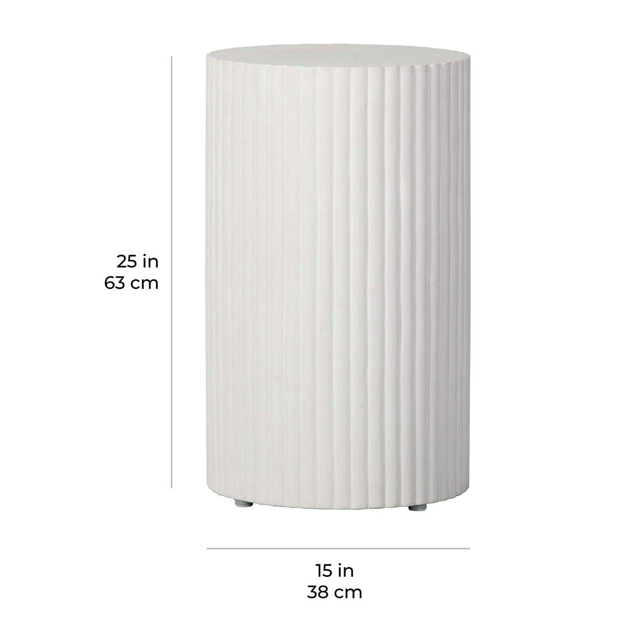 Perpetual 15'' Concrete Outdoor Side Table, White