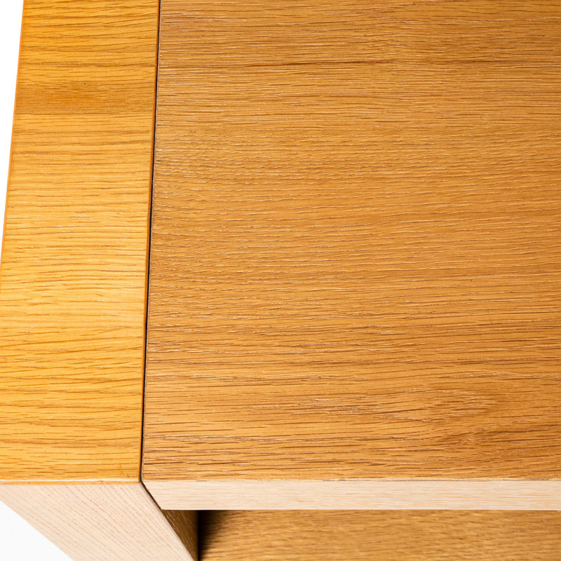 Artemis Natural Wood Cube Side Table with Shelf