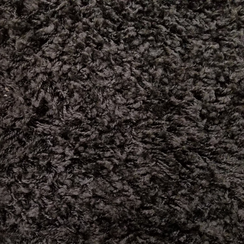 Tapis noir à poils longs Anie, Rectangle 6 pi 7 po x 9 pi 3 po