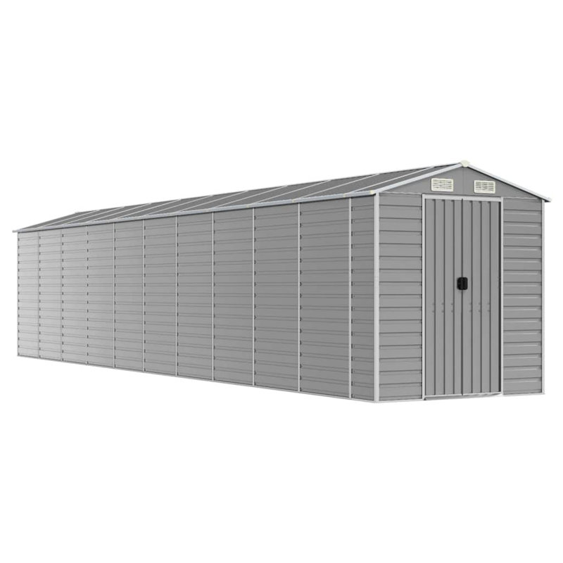 Grande remise de jardin en acier galvanisé gris clair Vidaxl, Gris, H 78 po x l 352,4 po x P 75,2 po
