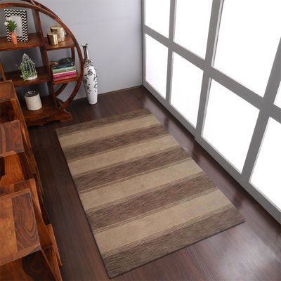 Manns Hand Knotted Loom Wool Eco-Friendly Area Rugs - Rectangle, Brown Beige Color, Contemporary Modern Design, High Pile Thick Handmade Anti Skid Area Rugs for Living Room, Bed