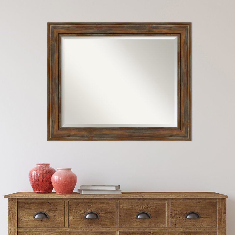 Flat Mirror, 27.88" H x 33.88" W, Brown