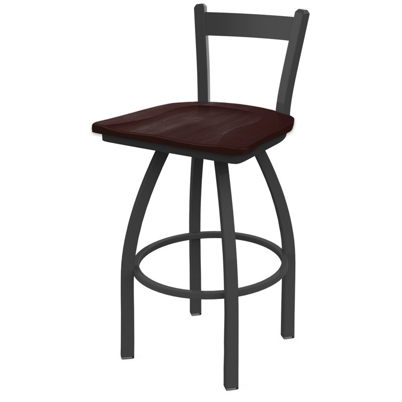 Tabouret de comptoir pivotant 821 Catalina, Bois - Érable cerisier foncé, Étain