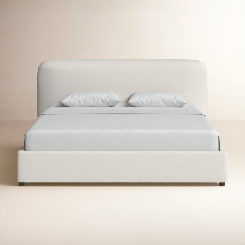 Crosby Upholstered Low Profile Platform Bed, Blue Velvet, Queen