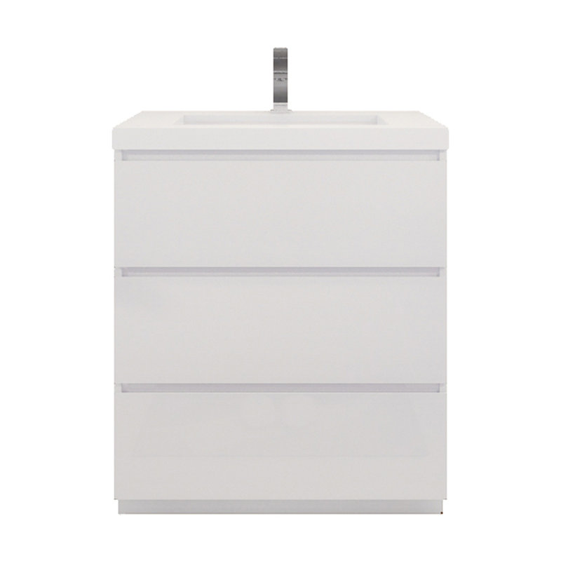 Lawncrest 29.5'' Single Bathroom Vanity with Acrylic Top, Hight Gloss White
