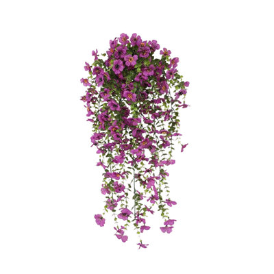 Kondieu 2 pièces artificielles fleurs artificielles suspendues fleurs violettes pour l'extérieur, fausse soie printemps fleur d'été pour jardin porche patio balcon balcon décoration de mariage